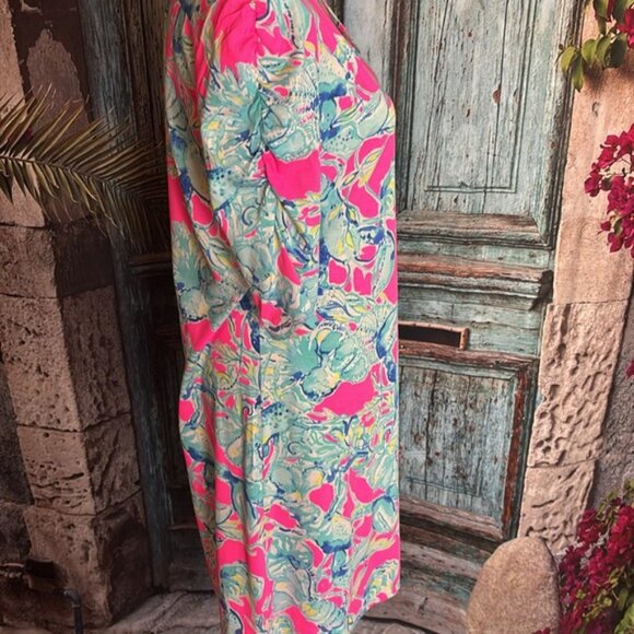 Lilly Pulitzer La Jolla Raz Berry Lobsters in Love dress, size medium, EUC - Picture 5 of 10
